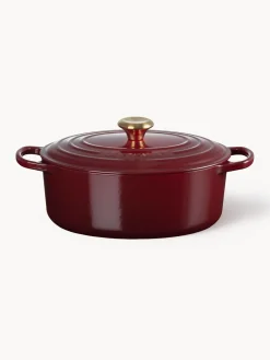 Sale LE CREUSET Cocotte ovale en fonte émaillée Signature Collection Lie de vin, doré