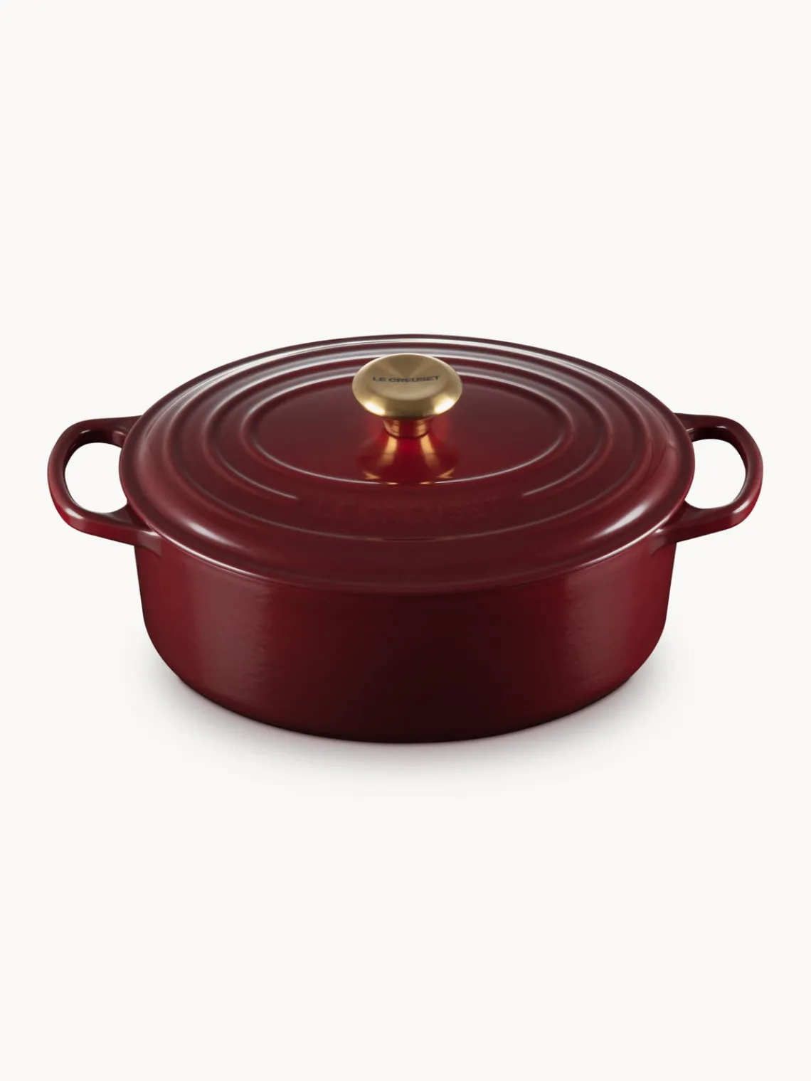 Sale LE CREUSET Cocotte ovale en fonte émaillée Signature Collection Lie de vin, doré