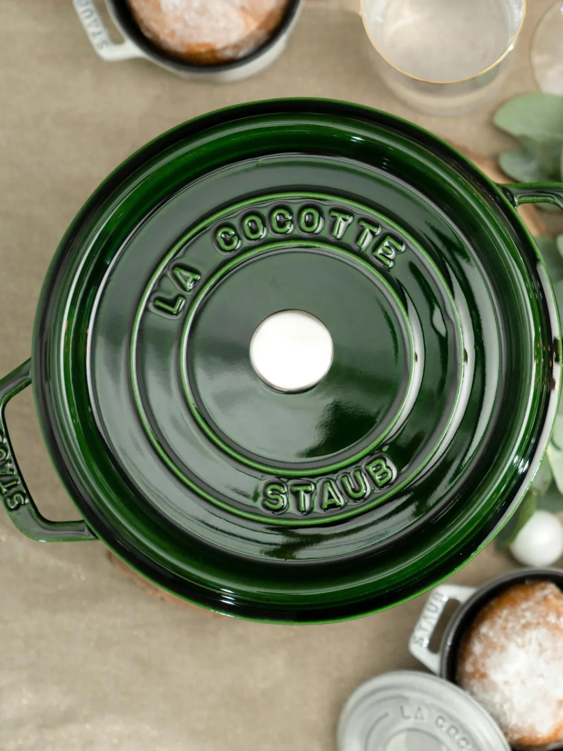 Sale Staub Cocotte ronde en fonte La Cocotte Vert foncé, argenté