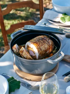 Best Staub Cocotte ronde en fonte La Cocotte Gris, haute brillance