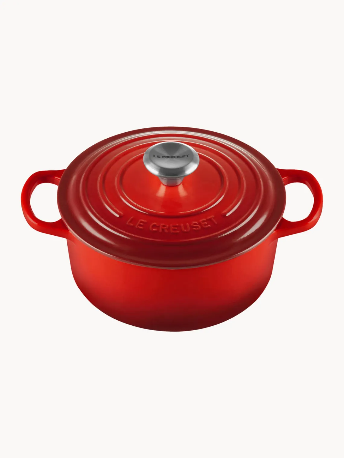 Sale LE CREUSET Cocotte ronde en fonte émaillée Signature Collection Tons rouges, argenté