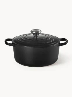 Clearance LE CREUSET Cocotte ronde en fonte émaillée Signature Collection Noir, argenté