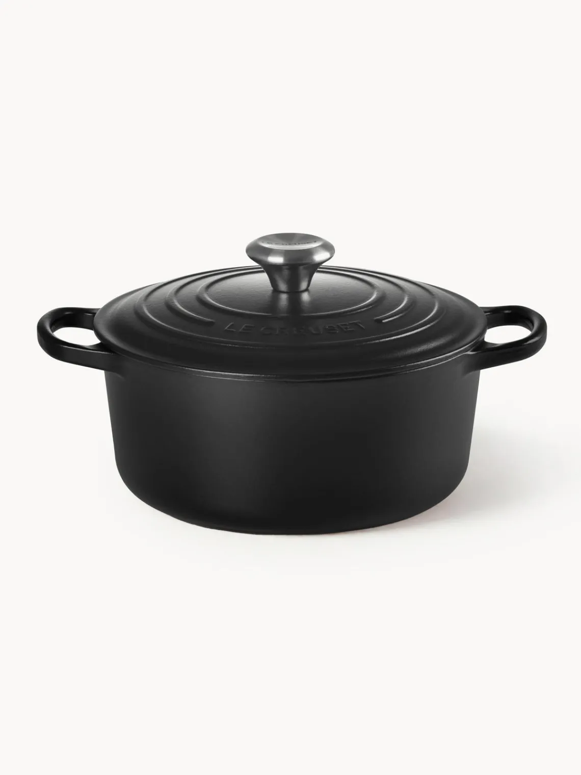 Clearance LE CREUSET Cocotte ronde en fonte émaillée Signature Collection Noir, argenté