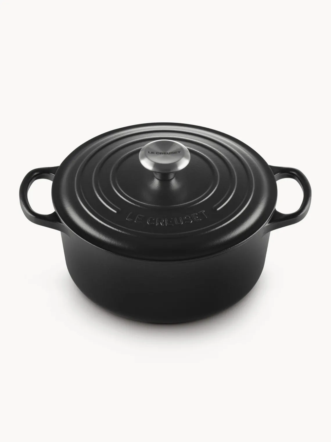 Clearance LE CREUSET Cocotte ronde en fonte émaillée Signature Collection Noir, argenté