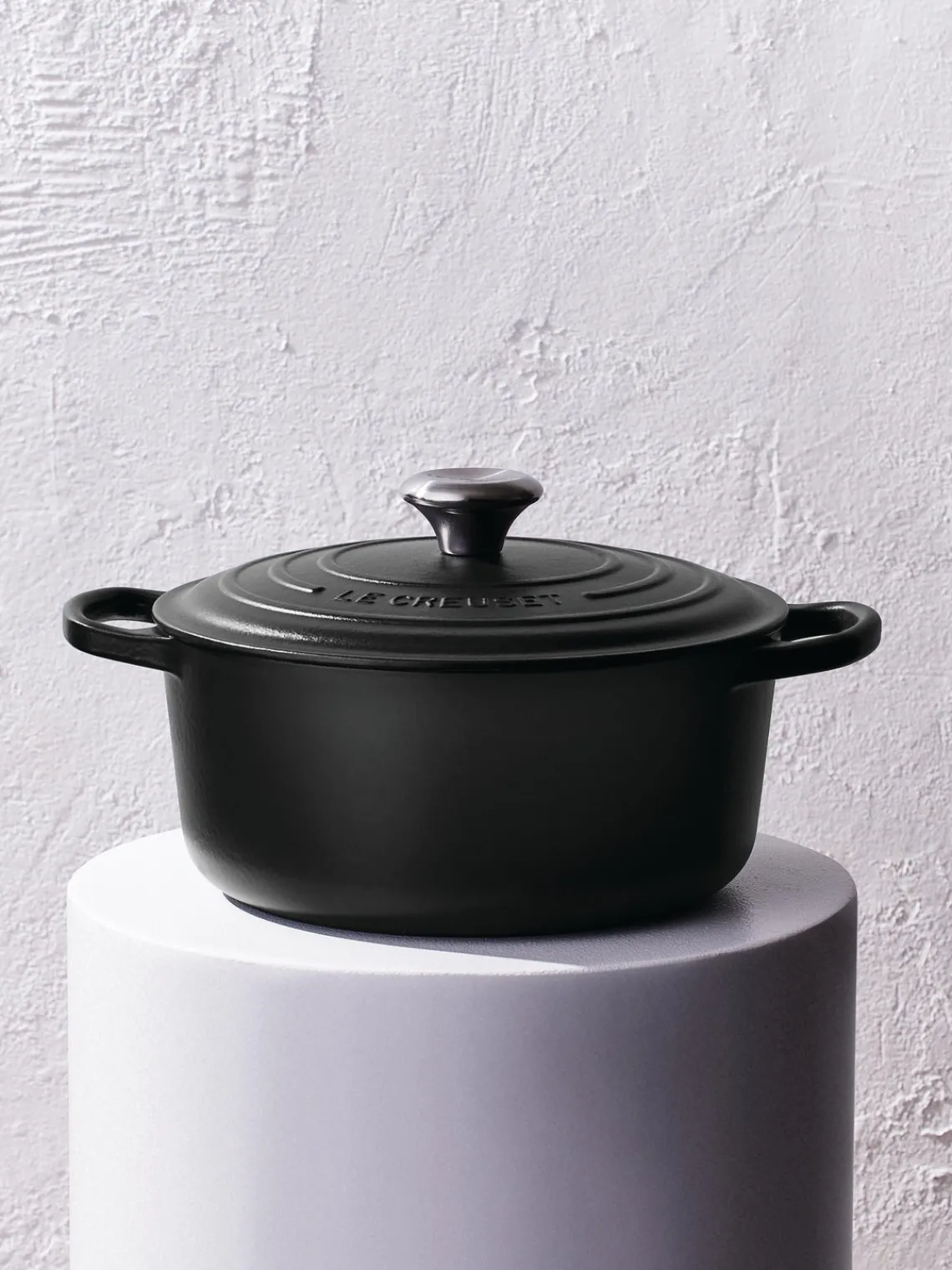 Clearance LE CREUSET Cocotte ronde en fonte émaillée Signature Collection Noir, argenté