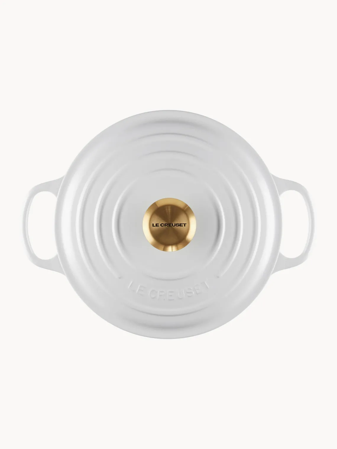 Clearance LE CREUSET Cocotte ronde en fonte émaillée Signature Collection Blanc, doré
