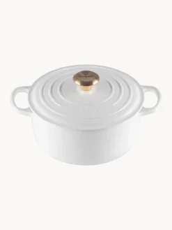 Clearance LE CREUSET Cocotte ronde en fonte émaillée Signature Collection Blanc, doré