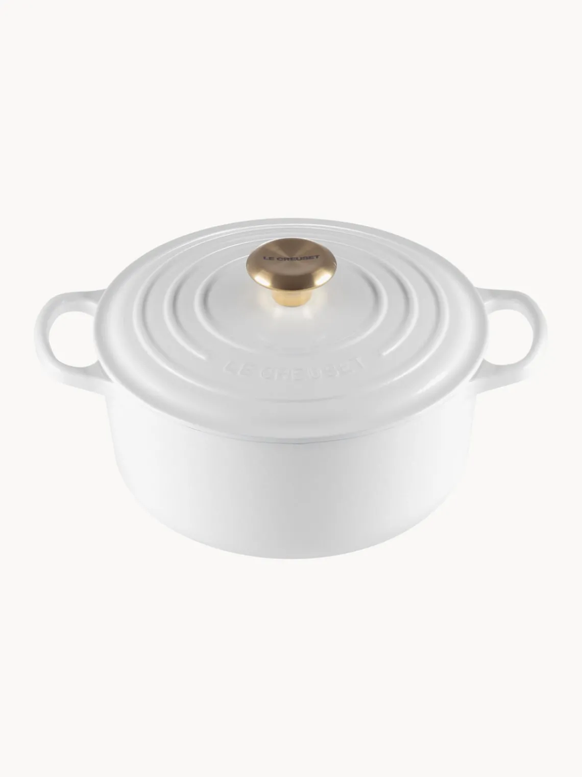Clearance LE CREUSET Cocotte ronde en fonte émaillée Signature Collection Blanc, doré