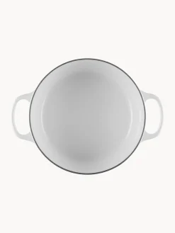 Clearance LE CREUSET Cocotte ronde en fonte émaillée Signature Collection Blanc, doré