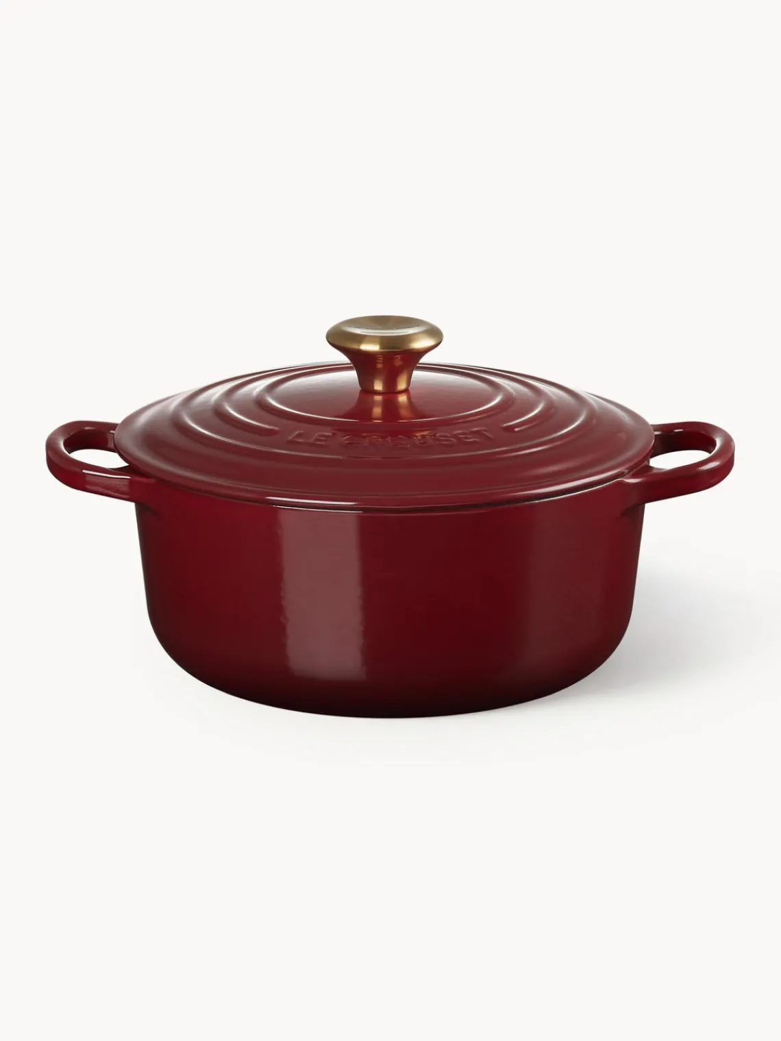 Fashion LE CREUSET Cocotte ronde en fonte émaillée Signature Collection Lie de vin, doré