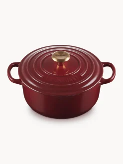 Fashion LE CREUSET Cocotte ronde en fonte émaillée Signature Collection Lie de vin, doré