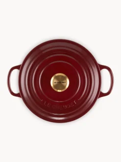 Fashion LE CREUSET Cocotte ronde en fonte émaillée Signature Collection Lie de vin, doré