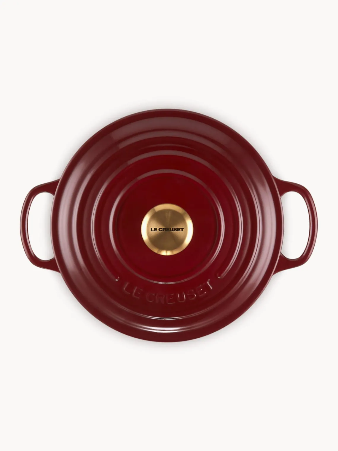 Fashion LE CREUSET Cocotte ronde en fonte émaillée Signature Collection Lie de vin, doré