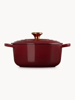 Fashion LE CREUSET Cocotte ronde en fonte émaillée Signature Collection Lie de vin, doré