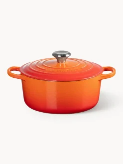 Fashion LE CREUSET Cocotte ronde en fonte Signature Collection Orangé, argenté