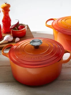 Fashion LE CREUSET Cocotte ronde en fonte Signature Collection Orangé, argenté