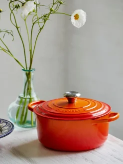 Fashion LE CREUSET Cocotte ronde en fonte Signature Collection Orangé, argenté