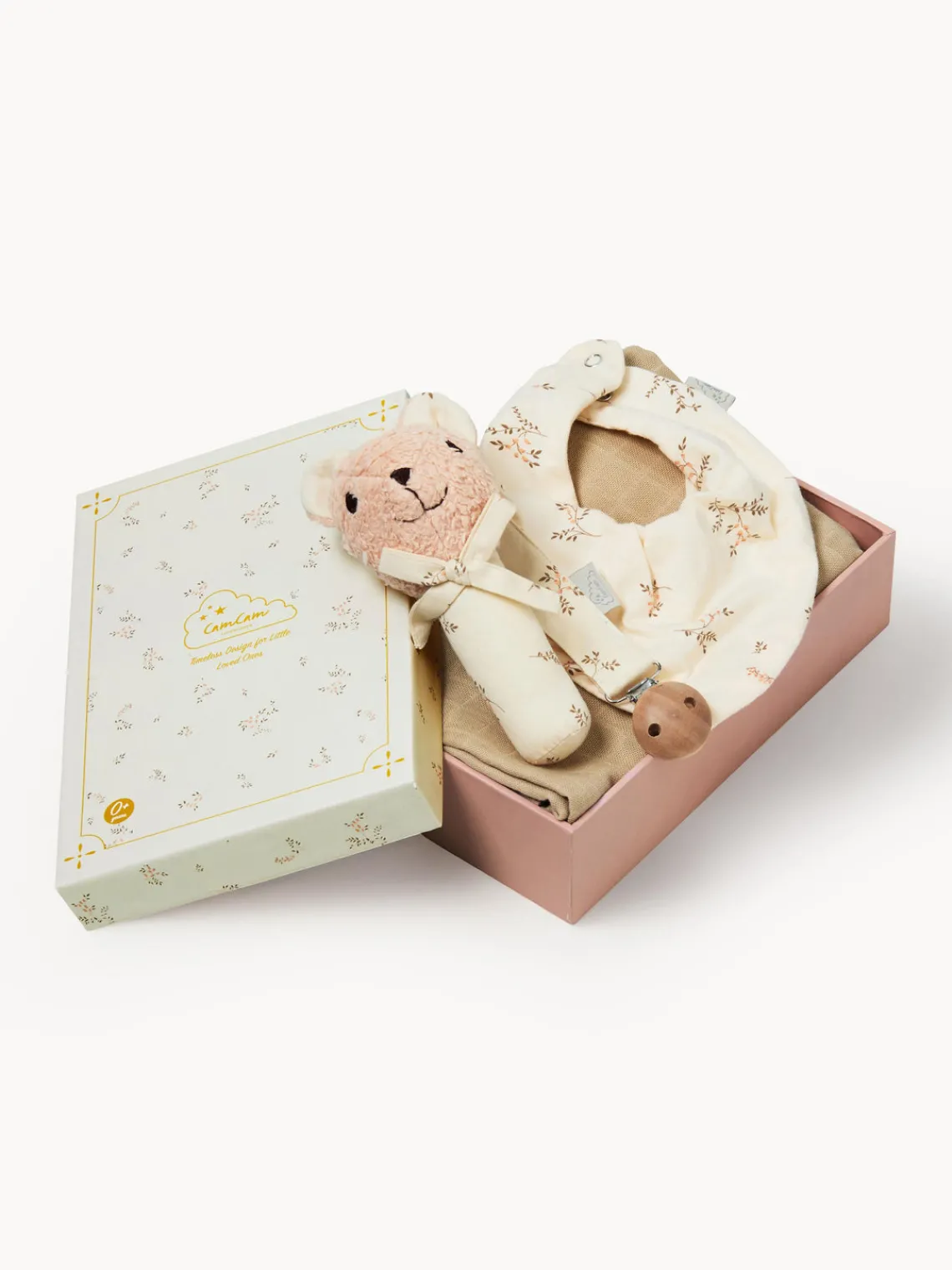 Discount Cam Cam Copenhagen Coffret de soins pour bébé Ashley, 4 élém. Taupe, blanc crème, bleu ciel