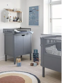New Sebra Commode à langer en bois Gris foncé