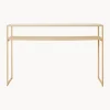 New HKLIVING Console artisanale avec plateau en verre Raffia