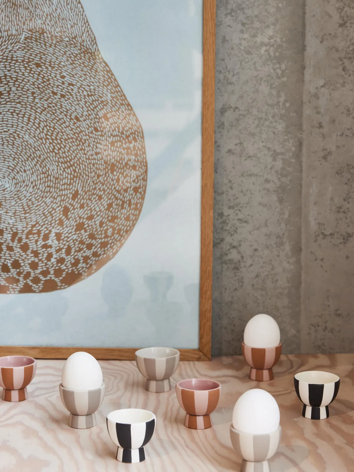 New Oyoy Living Design Coquetiers faits à la main Toppu, 2 pièces Rose pâle, brun clair