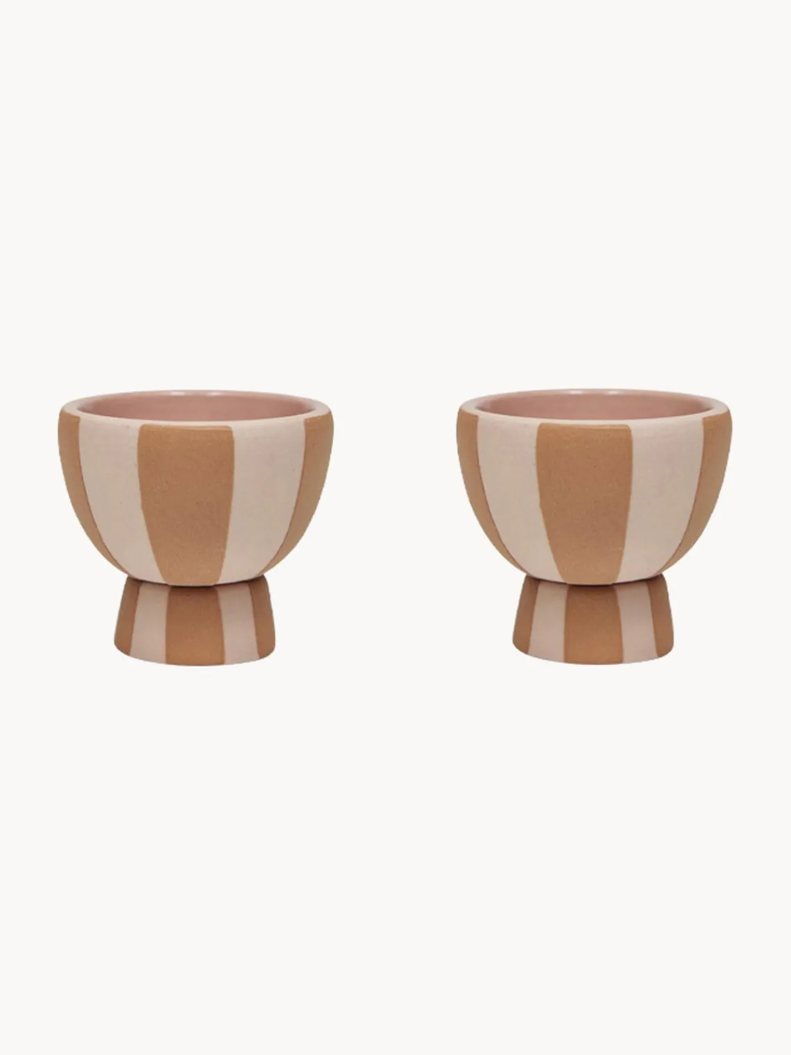 New Oyoy Living Design Coquetiers faits à la main Toppu, 2 pièces Rose pâle, brun clair