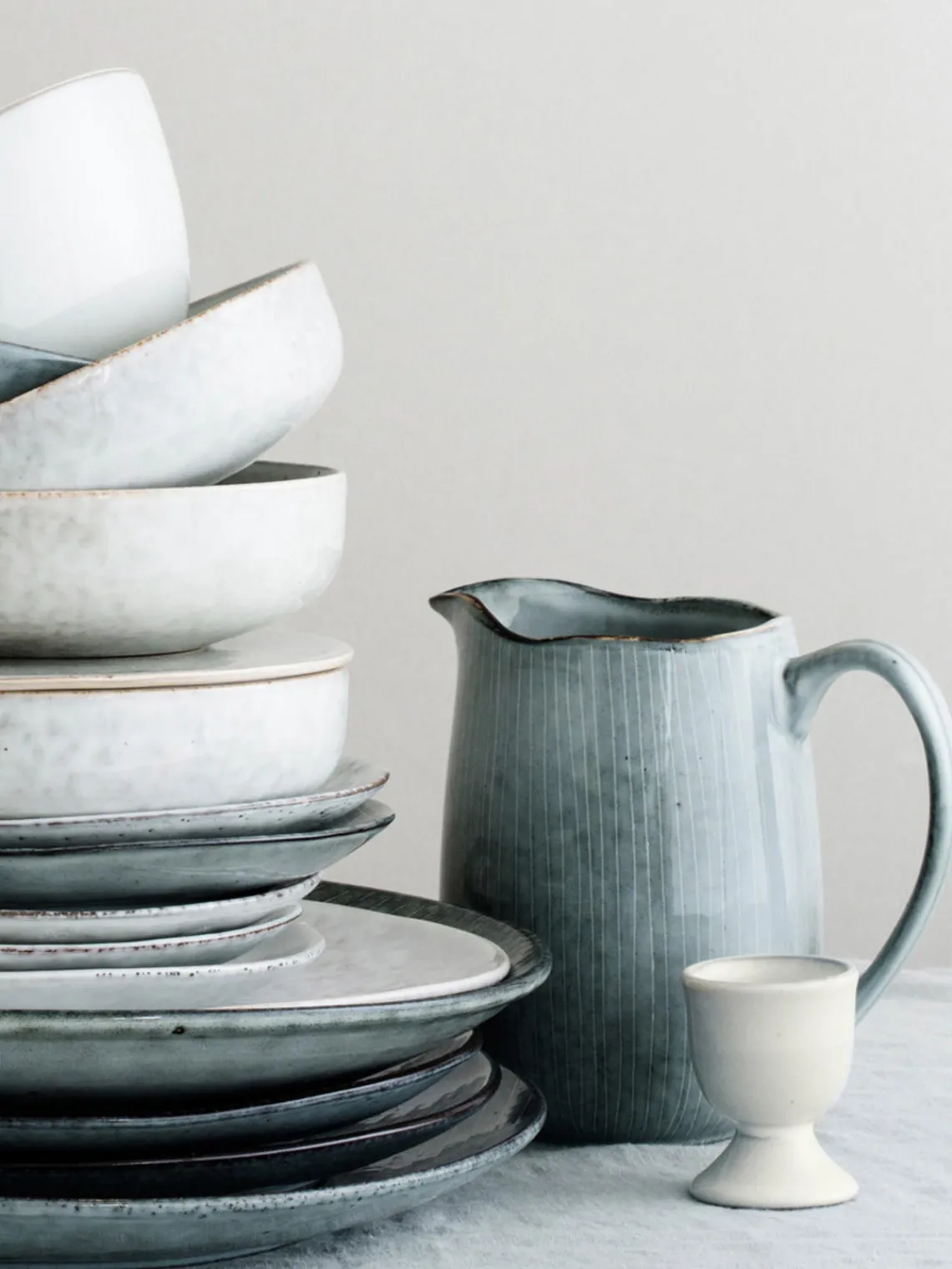 Clearance Broste Copenhagen Coquetiers faits main Nordic Sand, 2 pièces Gris clair, chiné