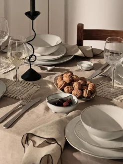 Outlet Broste Copenhagen Coupelles à dip artisanales en grès Nordic Sand, 4 pièces Gris clair, chiné