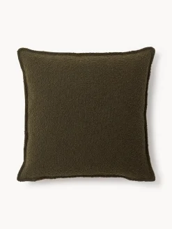 Best Westwing Collection Coussin canapé en bouclette Lennon Bouclette vert olive