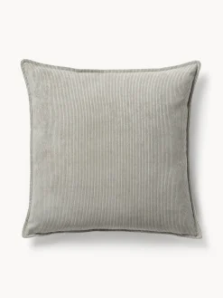 Best Westwing Collection Coussin canapé en velours côtelé Lennon Velours côtelé gris