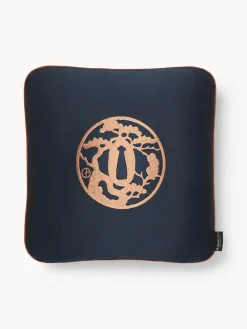 Online Armani Casa Coussin décoratif avec logo Giorgio Armani Japan Bleu foncé, brun clair
