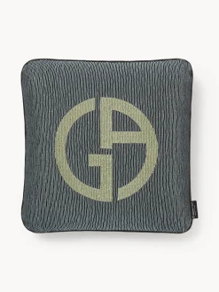 Discount Armani Casa Coussin décoratif avec logo Giorgio Armani Janette Anthracite, vert olive