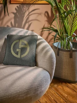 Discount Armani Casa Coussin décoratif avec logo Giorgio Armani Janette Anthracite, vert olive