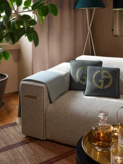 Discount Armani Casa Coussin décoratif avec logo Giorgio Armani Janette Anthracite, vert olive