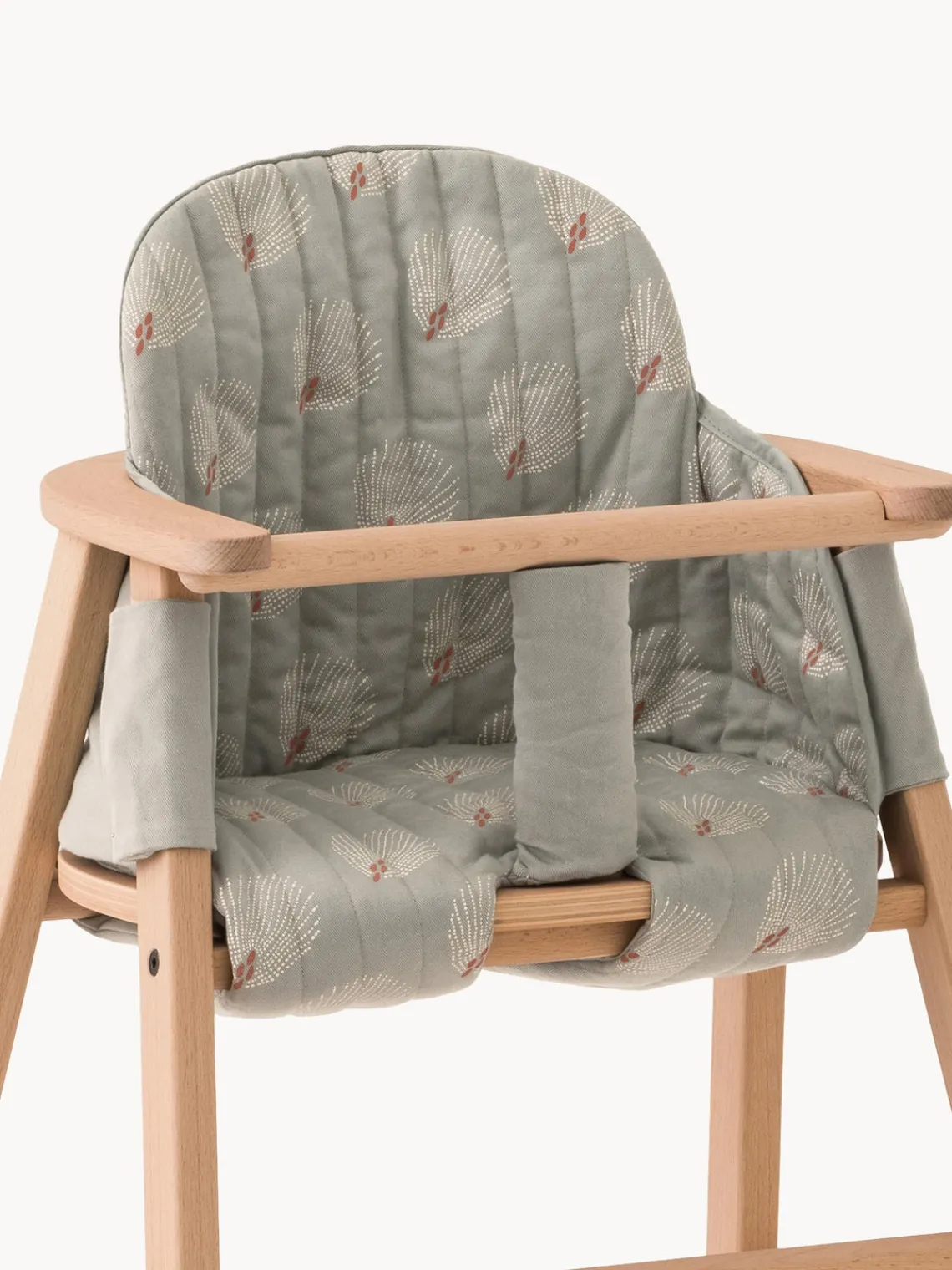 Online Nobodinoz Coussin de chaise haute en coton bio Growing Green Gris clair, blanc cassé