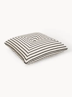 New Business & Pleasure Coussin de sol de jardin rayé Cozy Noir, blanc crème