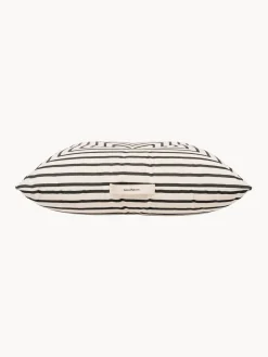 New Business & Pleasure Coussin de sol de jardin rayé Cozy Noir, blanc crème