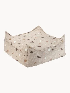 Best Wigiwama Coussin de sol en bouclette pour enfants fait main Sugar Bouclette beige, aspect terrazzo