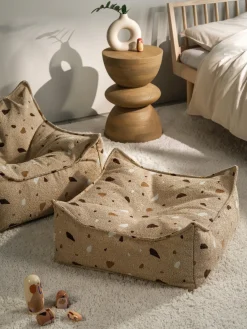 Best Wigiwama Coussin de sol en bouclette pour enfants fait main Sugar Bouclette beige, aspect terrazzo
