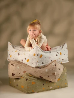 Best Wigiwama Coussin de sol en bouclette pour enfants fait main Sugar Bouclette blanche, aspect terrazzo
