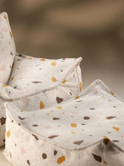 Best Wigiwama Coussin de sol en bouclette pour enfants fait main Sugar Bouclette blanche, aspect terrazzo