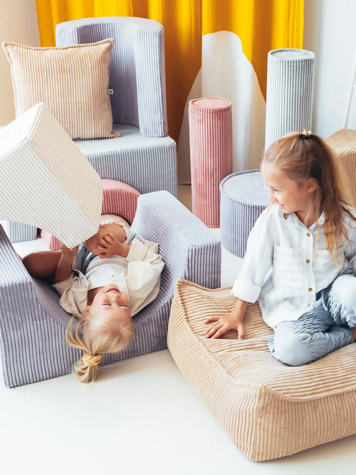 Fashion Wigiwama Coussin de sol en velours côtelé pour enfant Sugar Velours côtelé beige