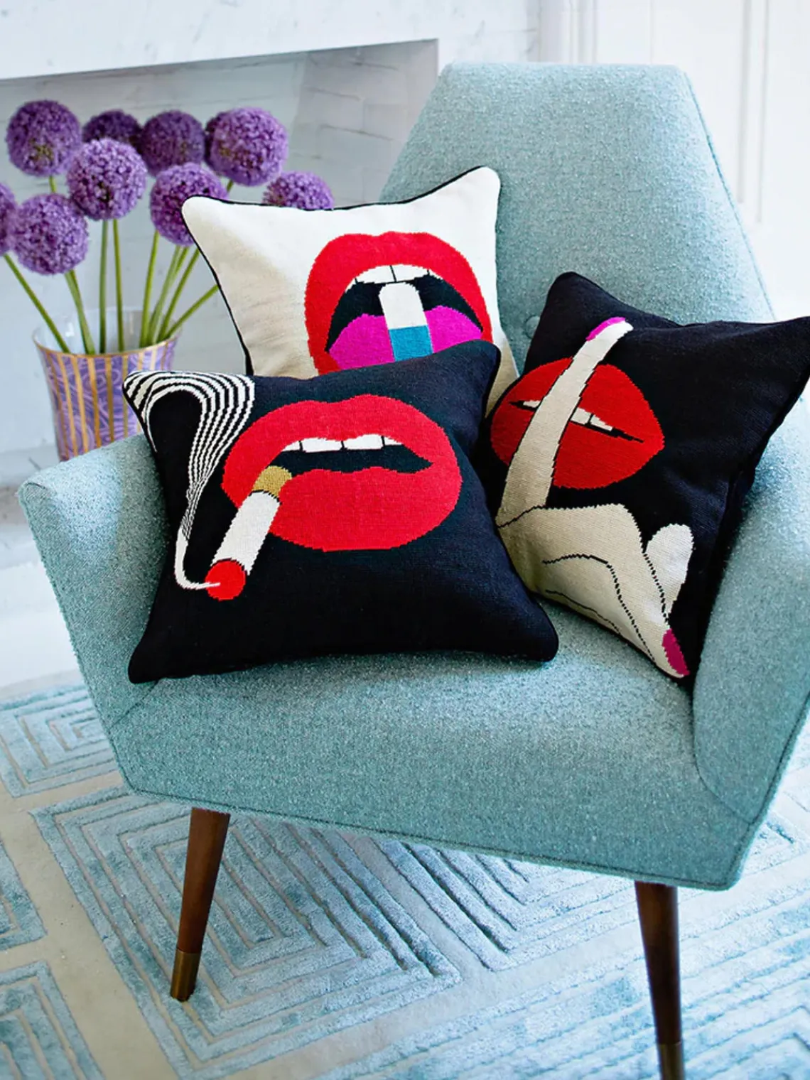 Clearance Jonathan Adler Coussin design brodé main Full Dose