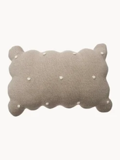 Fashion Lorena Canals Coussin douillet en coton brodé à la main Biscuit Taupe, blanc cassé