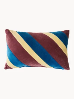 Best HKLIVING Coussin en coton fait main Speakeasy Jaune pâle, aubergine, bleu