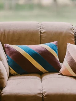 Best HKLIVING Coussin en coton fait main Speakeasy Jaune pâle, aubergine, bleu