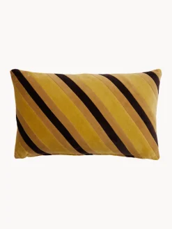 Hot HKLIVING Coussin en coton fait main Striped Tons jaunes, noir