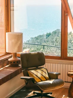Hot HKLIVING Coussin en coton fait main Striped Tons jaunes, noir