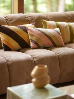 New HKLIVING Coussin en coton fait main Sunkissed Brun clair pêche, aubergine