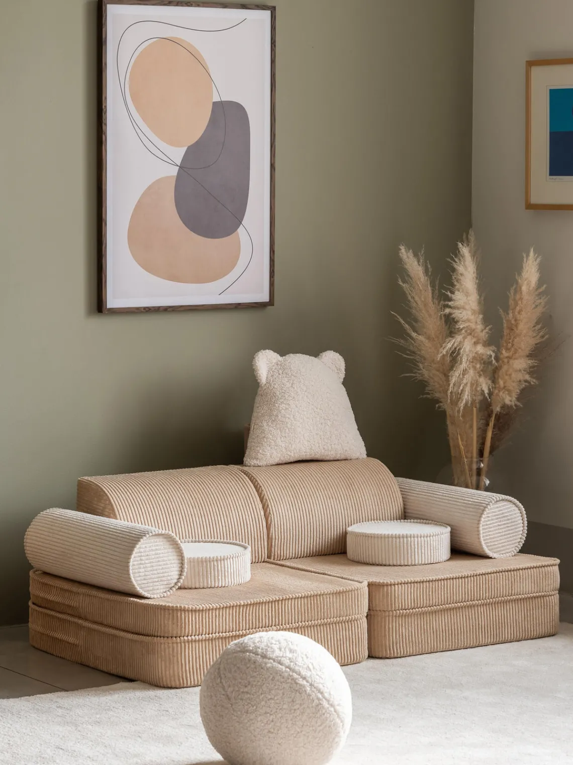 Hot Wigiwama Coussin moelleux en peluche Bear Blanc cassé